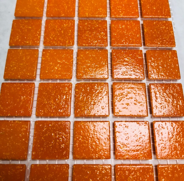 Pâte de verre orange sanguine , 2 x 2 cm , par 100 g